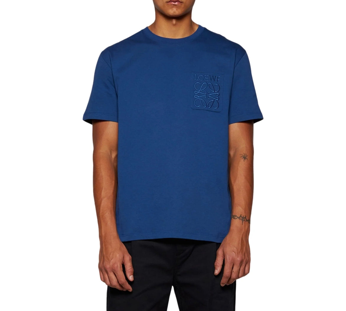 LOEWE RELAXED FIT TONAL POCKET LOGO T-SHIRT IN BLUE