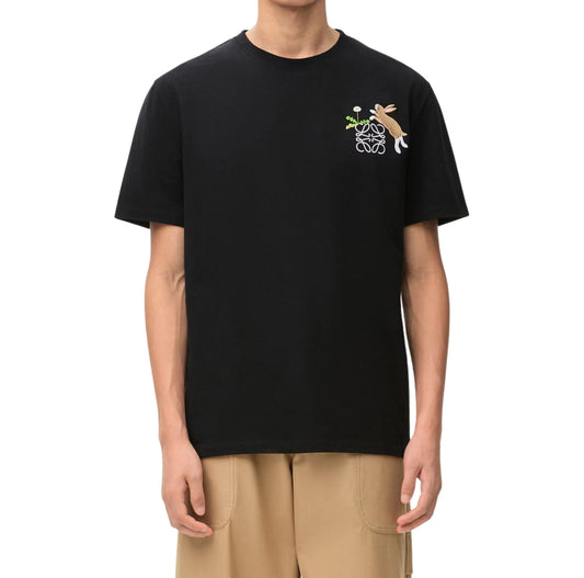 LOEWE - Suna Fujita Logo-Embroidered Cotton-Jersey T-Shirt - Black