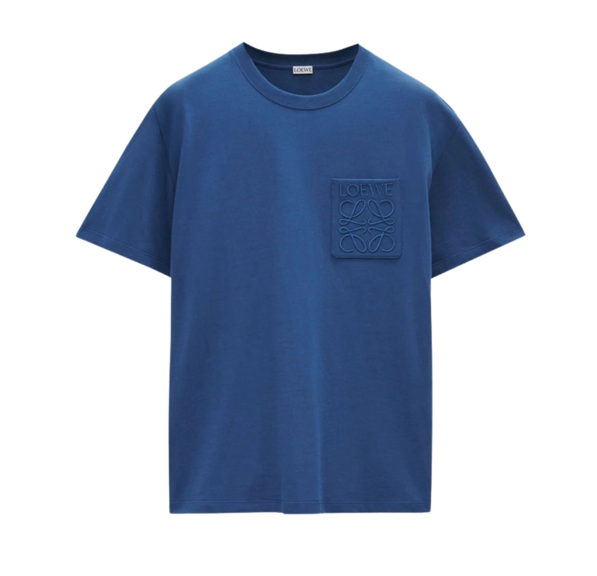 LOEWE RELAXED FIT TONAL POCKET LOGO T-SHIRT IN BLUE