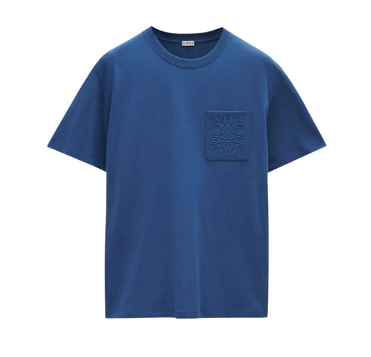 LOEWE RELAXED FIT TONAL POCKET LOGO T-SHIRT IN BLUE