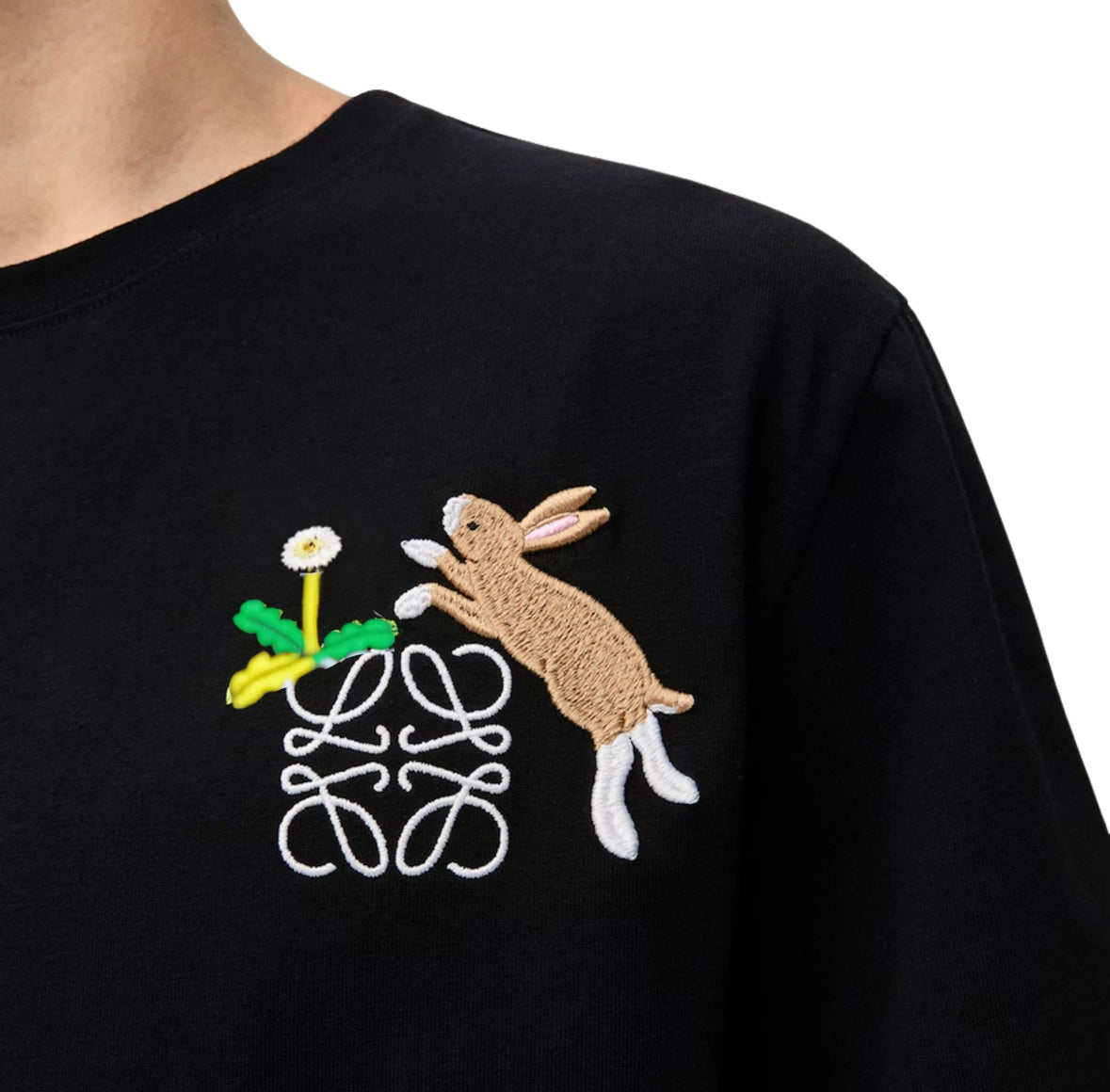 LOEWE - Suna Fujita Logo-Embroidered Cotton-Jersey T-Shirt - Black
